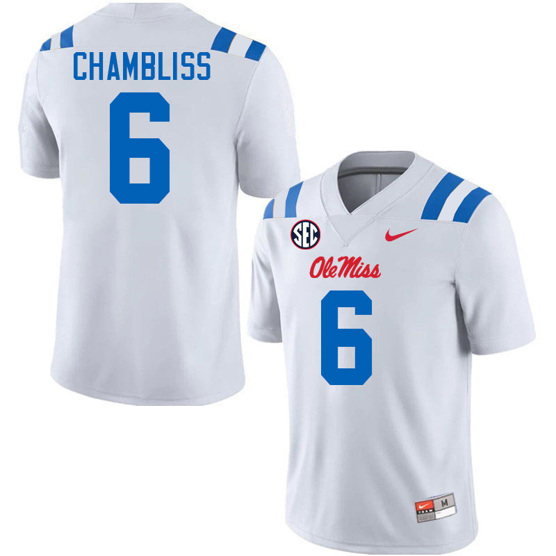 Ole Miss Rebels #6 Trinidad Chambliss College Football Jerseys Stitched-White